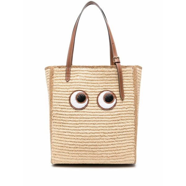 アニヤハインドマーチ レディース トートバッグ バッグ Eyes raffia tote bag Neutrals|asty