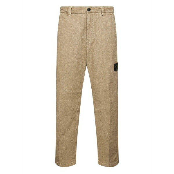 ストーンアイランド メンズ カジュアルパンツ ボトムス Logo-badge trousers Neutrals|asty