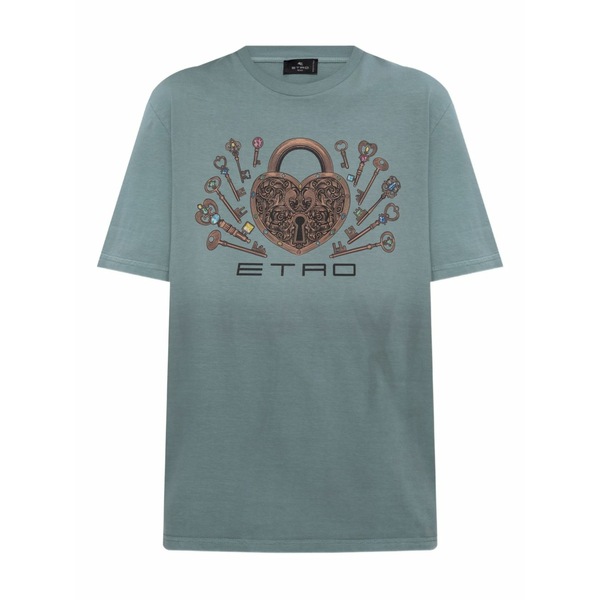エトロ レディース Tシャツ トップス Logo-print t-shirt Blue|asty