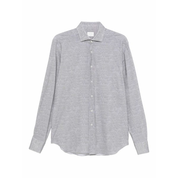 ザカス  メンズ プルオーバー トップス Micro patterned button-down shirt Grey