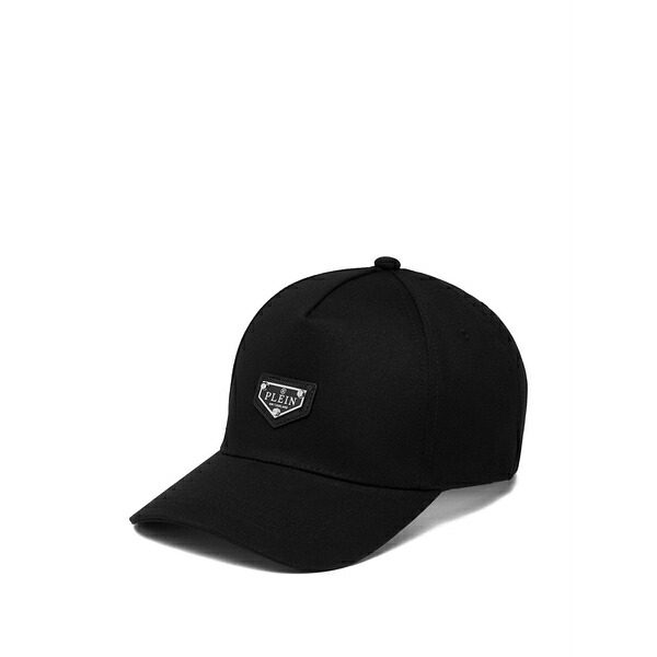フィリッププレイン メンズ 帽子 アクセサリー Logo-plaque baseball cap Black