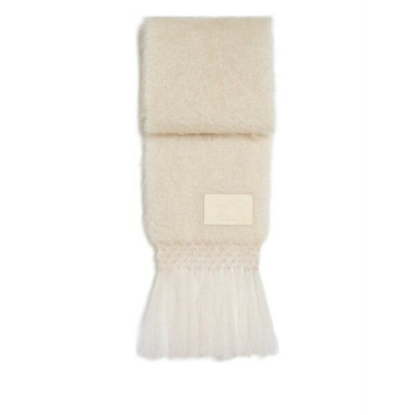 ジル・サンダー レディース えり巻き・袈裟・えり巻き 付属物 Logo-patch fringed scarf Neutrals