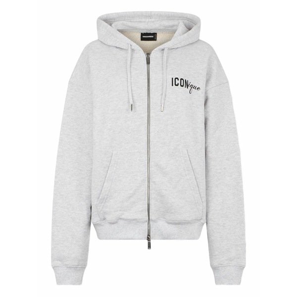 ディースクエアード レディース パーカー・スウェットシャツ アウター Zipped graphic hoodie Grey