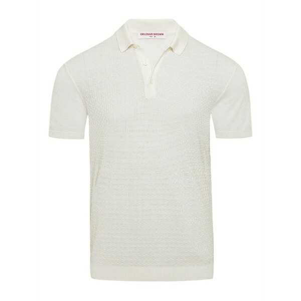 オール赤ちょうちん 赤銅色 メンズ スポーツシャツ トップス Textured short-sleeve polo shirt White