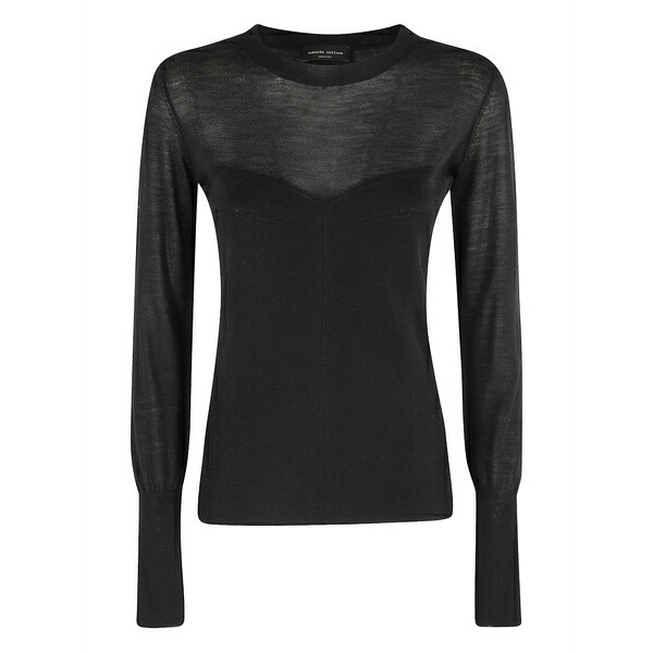 ロベルトコリーナ レディース ニット&セーター アウター Sheer-panelled wool sweater Black｜asty