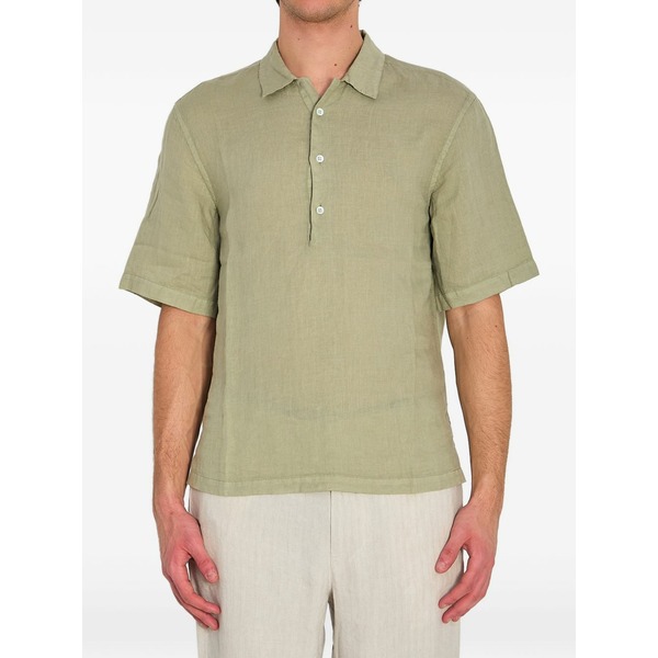 バレナ メンズ ポロシャツ トップス Linen polo shirt Green｜asty