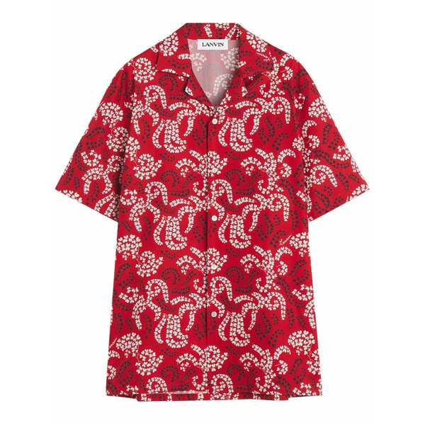 ランバン メンズ シャツ トップス Leaf-print shirt Red｜asty 66,990円