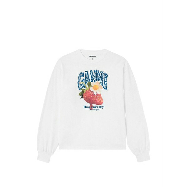 ガニー レディース プルオーバー トップス Strawberry-print long-sleeve t-shirt White