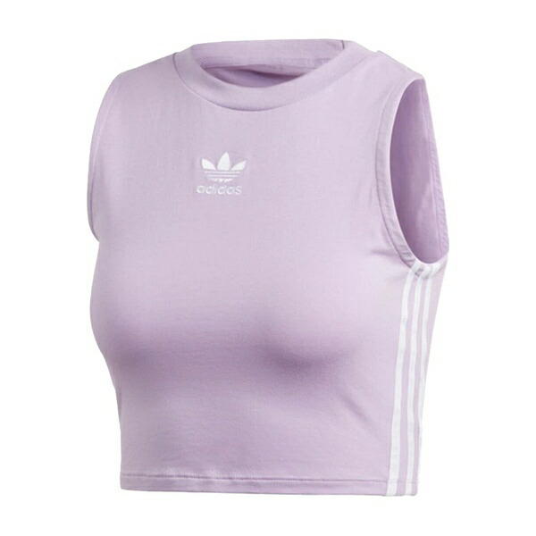 アディダス レディース ティーシャツ トップス Striped-detail tank top Purple