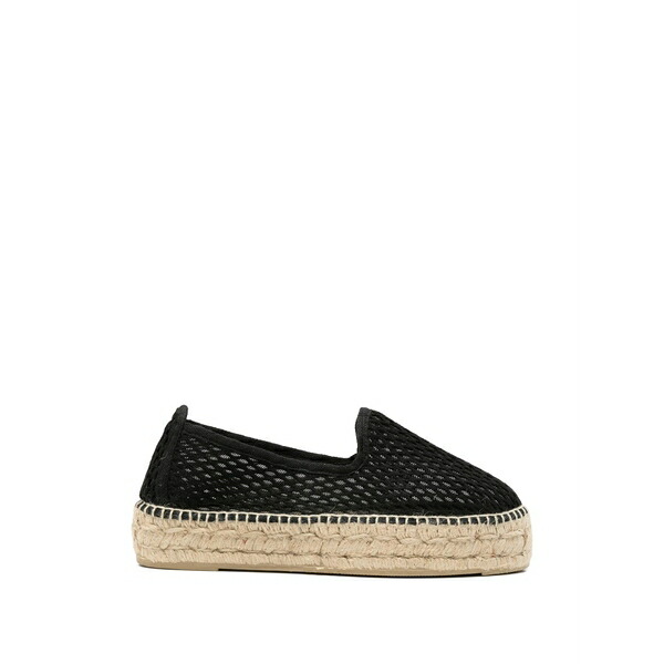 マネビ レディース サンダル シューズ Mesh-knit platform espadrilles Black