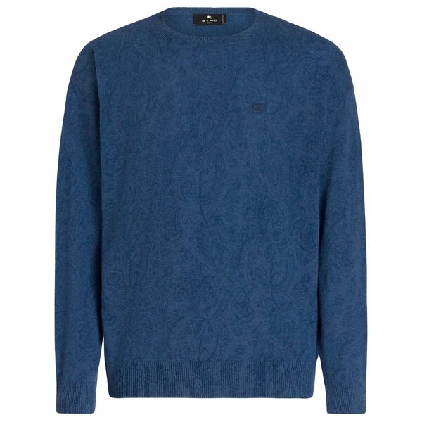 エトロ メンズ 編み物\u0026スウェーター アウター Logo-embroidered wool jumper Blue