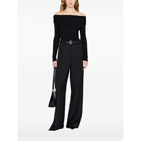 アニービン レディース 編み物\u0026プルオーバー アウター Kira off-shoulder ribbed sweater Black