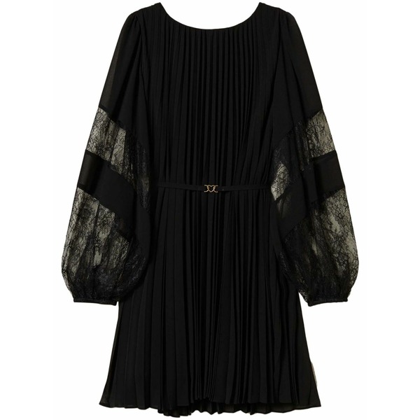 ツイン仕掛ける レディース 衣装 トップス Pleated georgette mini dress Black