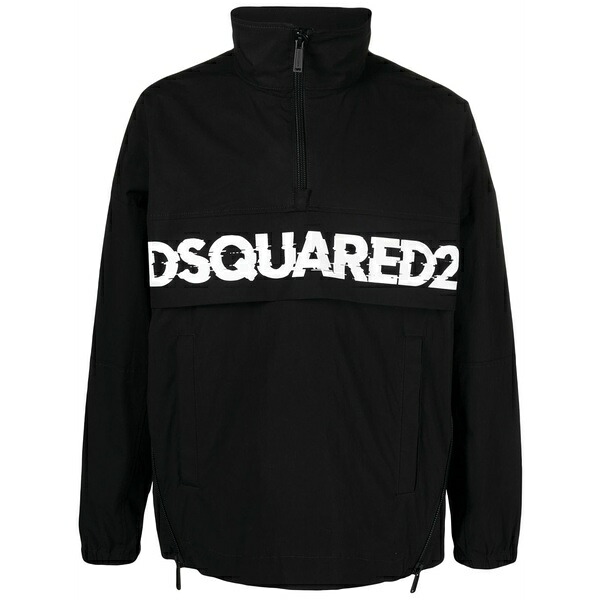 ディースクエアード メンズ 上衣＆上衣 アウター Logo-print poplin half-zip jacket Black