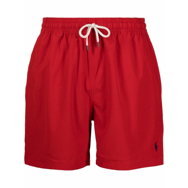 ラルフローレン メンズ 心地よいズボン下 ボトムス Logo-embroidered swim shorts Red