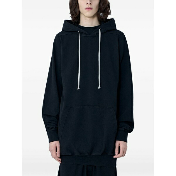 リックオウエンス メンズ パーカー・スウェットシャツ アウター Drawstring cotton hoodie Black