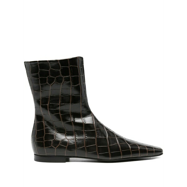 トーテム レディース ブーツ シューズ Zipped croc-embossed boots Brown