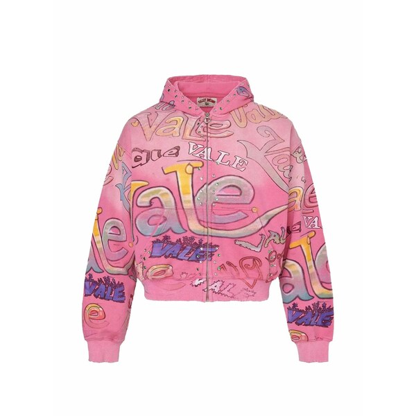 頭を覆う物 メンズ パーカー・スウェットシャツ アウター Crystal-embellished graffiti-print hoodie Pink