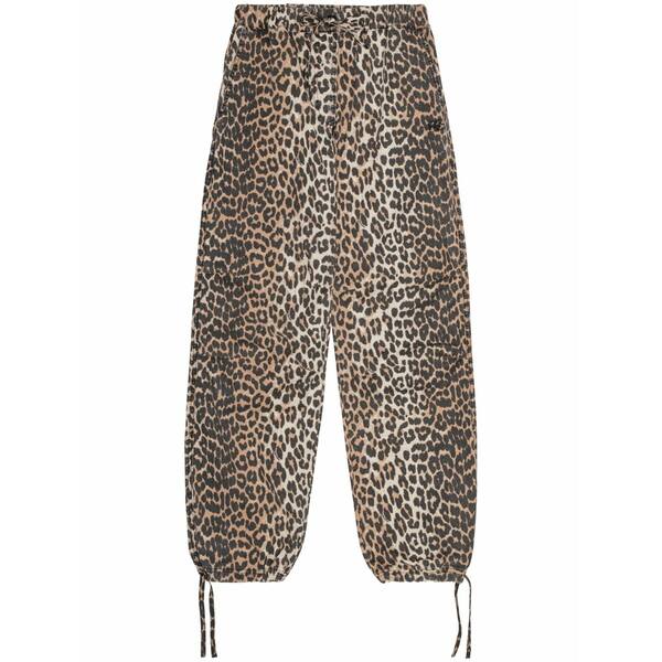 ガニー レディース 心地よいズボン下 ボトムス Leopard-print cargo pants Black