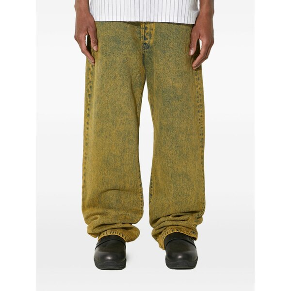 アリーズ メンズ ジーンズズボン下 ボトムス Logo-embroidered denim jeans Yellow