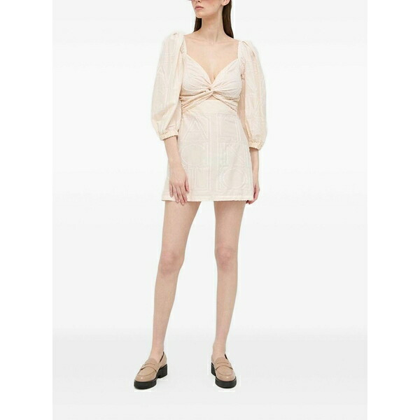リビアナコンティ レディース 衣装 トップス Puff-sleeve embroidered mini dress Neutrals