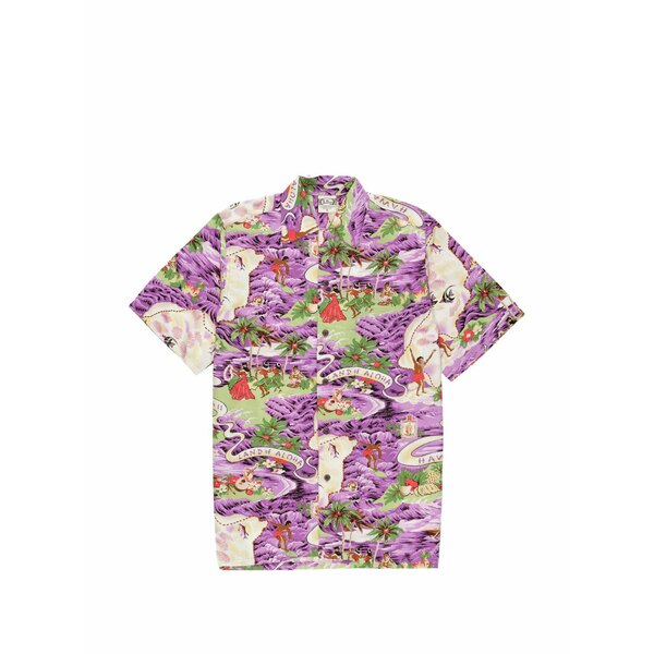 フォルテラ メンズ ティーシャツ トップス Landofaloha bowling-collar shirt Purple