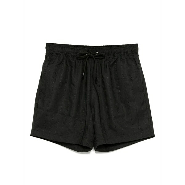 主任者 メンズ 心地よいズボン下 ボトムス Logo-embroidered swim shorts Black