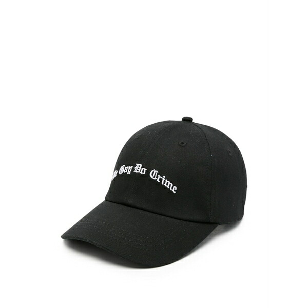 ダガー メンズ 鳥打ち帽 付属物 Slogan-embroidered baseball cap Black