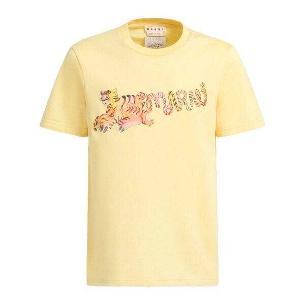 マルニ メンズ ティーシャツ トップス Logo-print cotton t-shirt Yellow