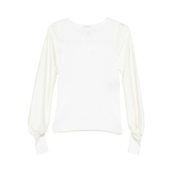 ディー・エクステリア レディース プルオーバー トップス Cut-out long-sleeve shirt White