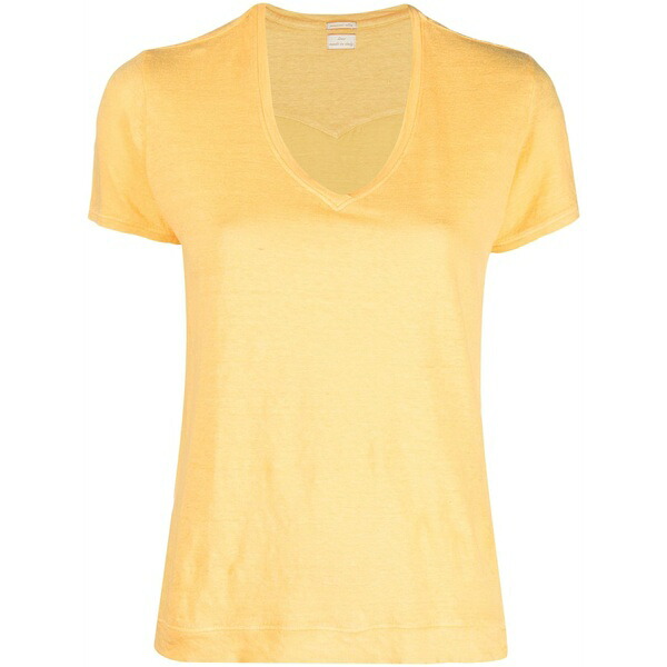 マッシモ アルバ レディース ティーシャツ トップス Flores short-sleeve linen t-shirt Yellow