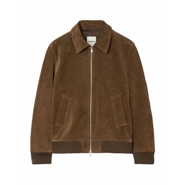 砂子ロ メンズ 上衣＆上衣 アウター Zip-front suede jacket Brown