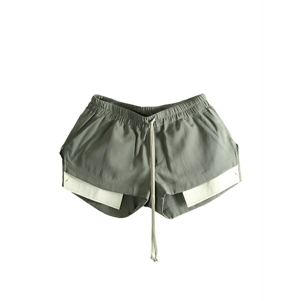 リックオウエンス レディース 心地よいズボン下 ボトムス Drawstring panelled shorts Green