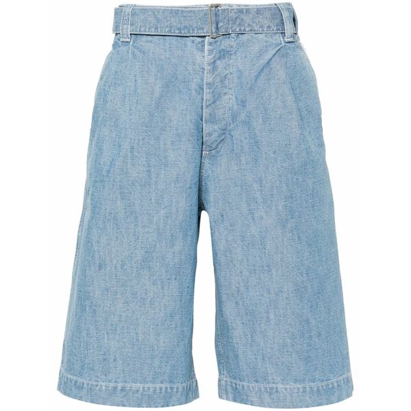 ケンゾー メンズ 心地好いズボン下 ボトムス Pleat-detail denim shorts Blue