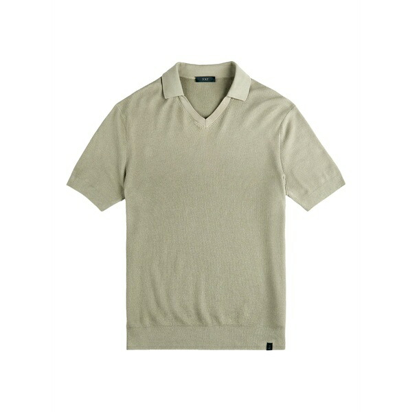 フェイ メンズ ティーシャツ トップス Ribbed collar v-neck t-shirt Neutrals