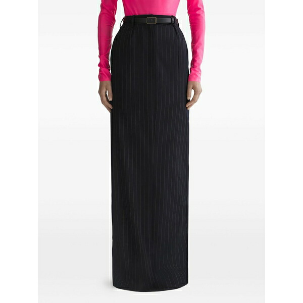 マグラー レディース スコート ボトムス Pinstripe slit skirt Black