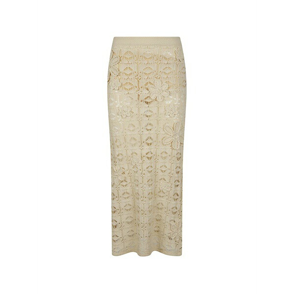 ピンコ レディース スコート ボトムス Floral-appliqu￡ crochet-knit MIDI skirt Neutrals