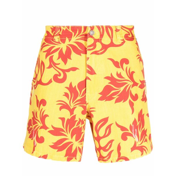 エアル メンズ 心地好いズボン下 ボトムス Graphic-print shorts Yellow