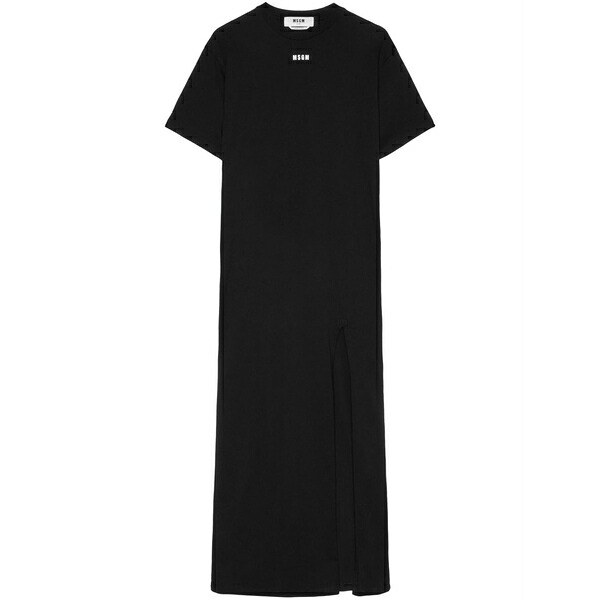 エムエスジイエム レディース 衣裳 トップス Logo-print maxi dress Black