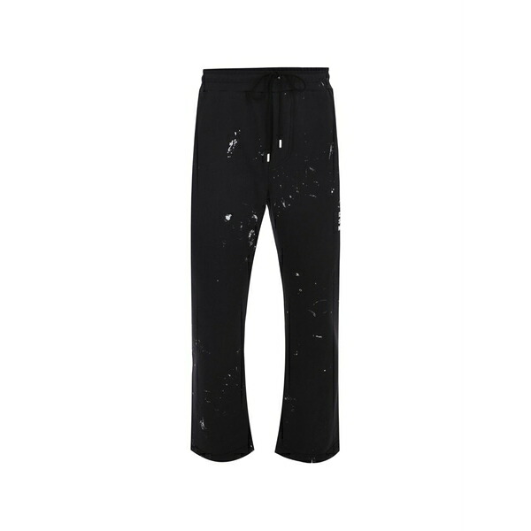 ドムレベル メンズ 心地好いズボン下 ボトムス Paint-splatter logo-print track pants Black