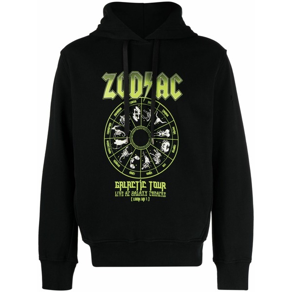 ニールバレット メンズ パーカー・スウェットシャツ アウター Zodiac-print cotton hoodie Black