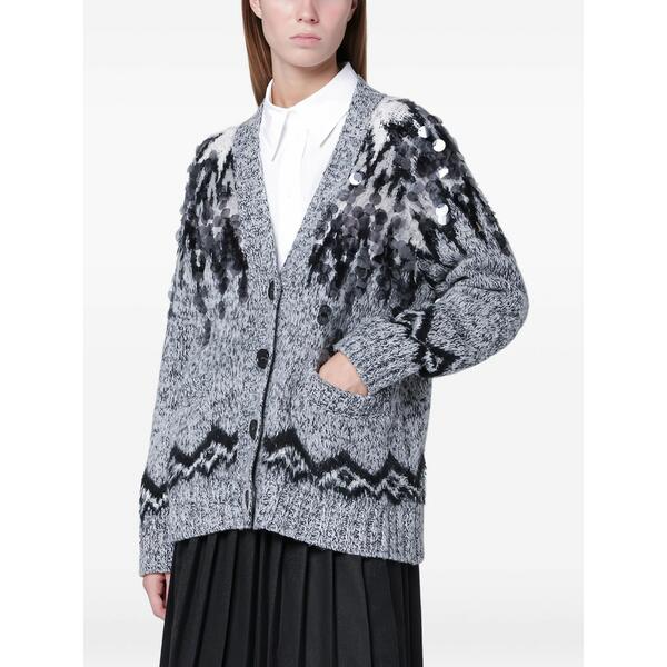 ロベルトコリーナ レディース カーディガン アウター Sequin-detail pattern cardigan Grey｜asty