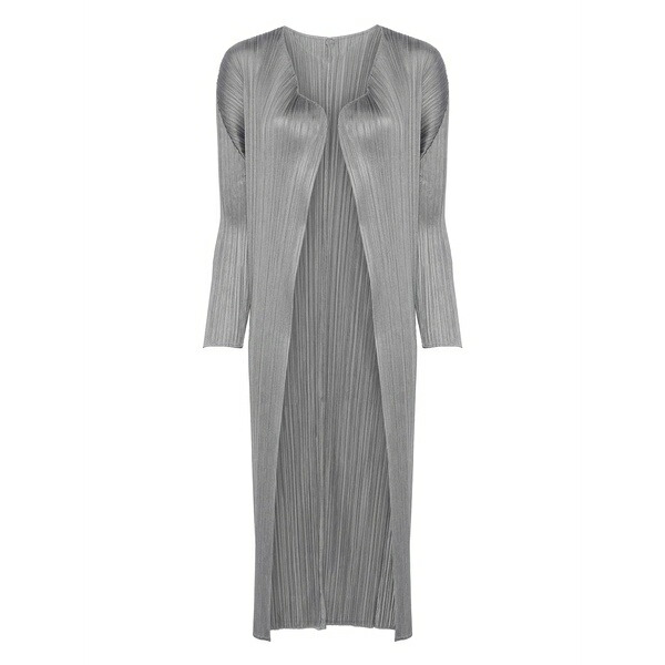 筋目 プリーズ イッセイ ミヤケ レディース 厚地の外套 アウター Pleated coat Grey