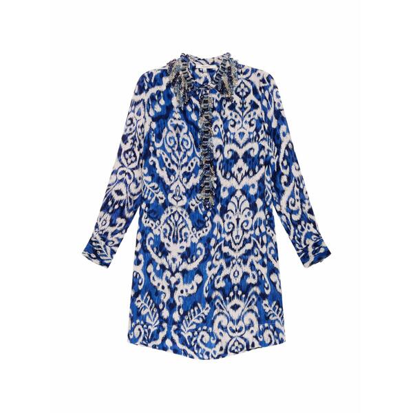 マリパルミ レディース 衣裳 トップス Ikat-print bead-embellished dress Blue