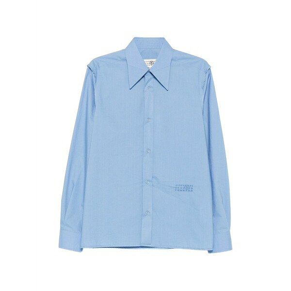 マルタンマルジェラ メンズ ティーシャツ トップス Numeric-logo embroidered shirt Blue