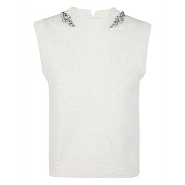 セミクチュール レディース カットソー トップス Crystal-embellished sleeveless top White