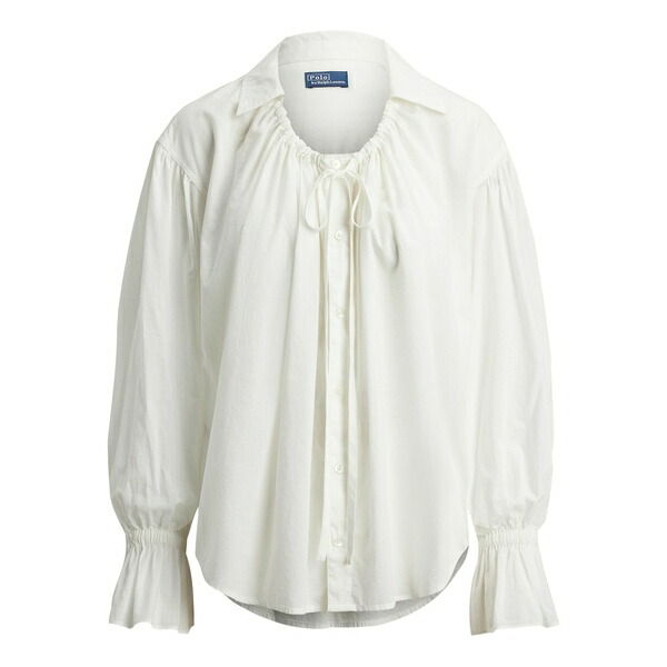 ラルフローレン レディース プルオーバー トップス Tie-fastening long-sleeve shirt White