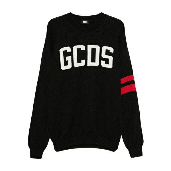 ジーシーディーエス メンズ 編み物\u0026プルオーバー アウター Logo-detailing striped sweater  Black