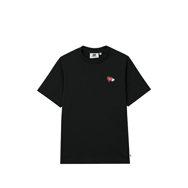黒茶 レディース ティーシャツ トップス Heart-appliqu￡ t-shirt Black