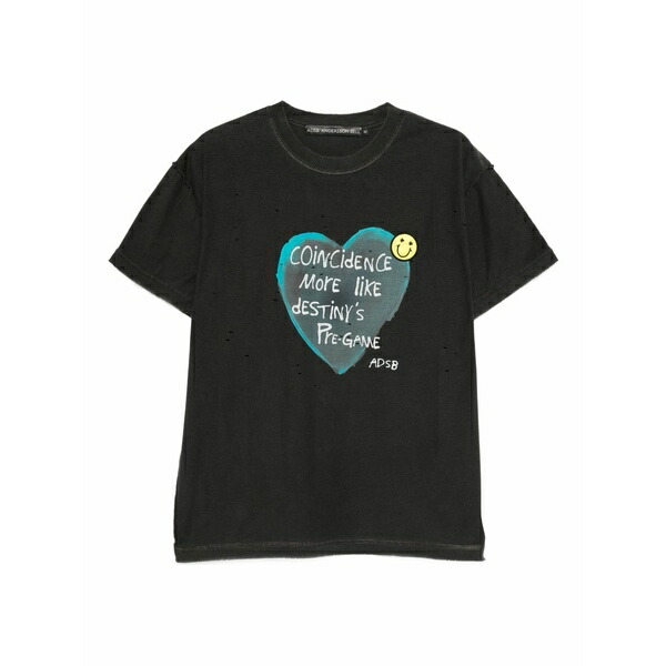アンダーソン 呼びりん メンズ ティーシャツ トップス Heart slogan-print t-shirt Grey